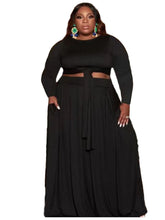 Zweiteiliges, einfarbiges Crop-Top-Maxirock-Set in Übergröße